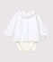 Body manches longues à col bébé fille twill en coton biologique blanc MARSHMALLOW/gris GRIS
